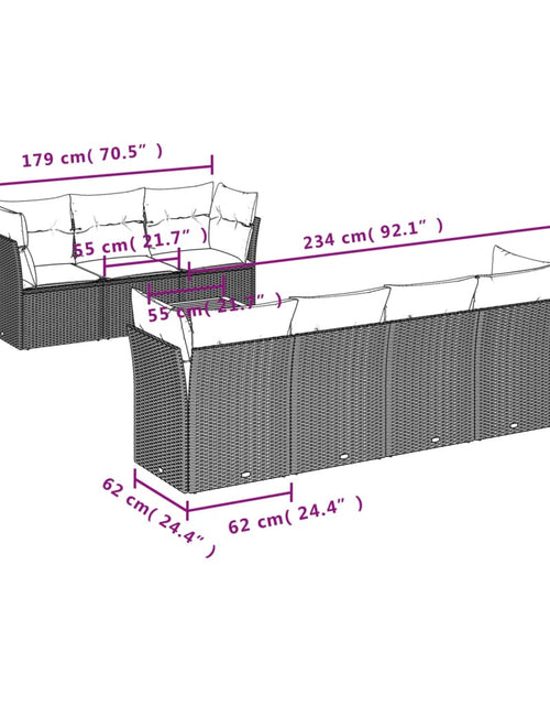 Încărcați imaginea în vizualizatorul Galerie, Set canapele de grădină, 8 piese, cu perne, bej, poliratan
