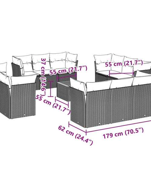 Încărcați imaginea în vizualizatorul Galerie, Set canapele de grădină, 13 piese, cu perne, bej, poliratan

