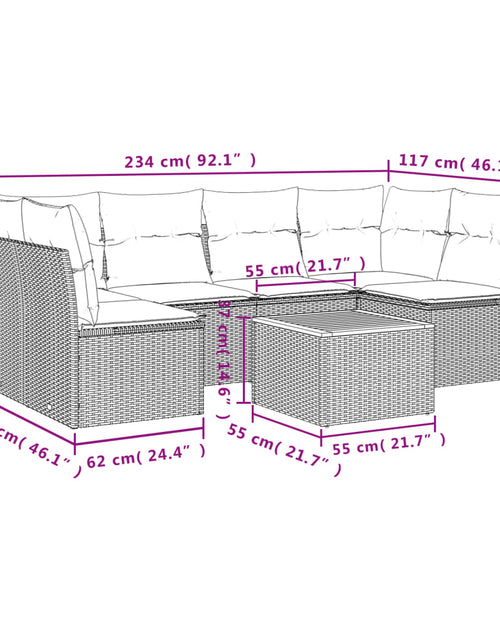 Загрузите изображение в средство просмотра галереи, Set canapele de grădină, 7 piese, cu perne, bej, poliratan
