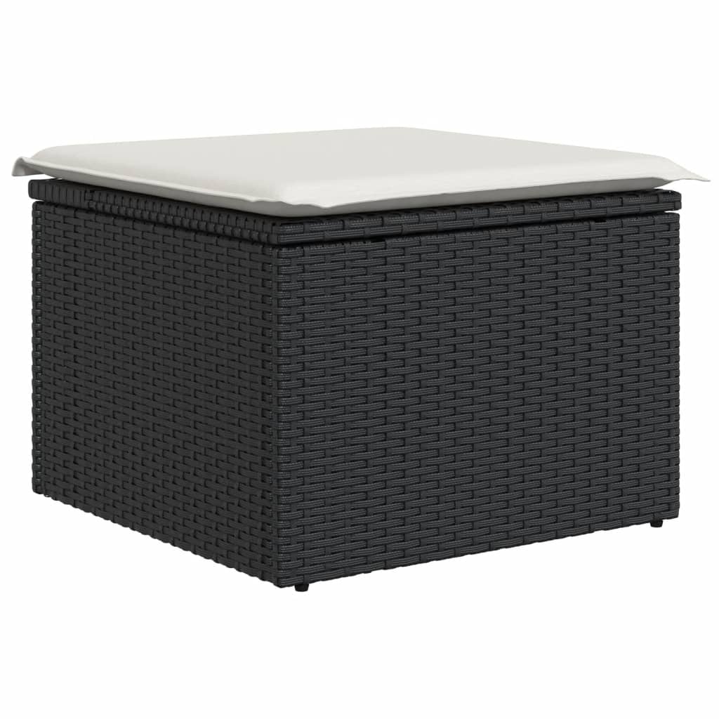 Set mobilier de grădină cu perne, 5 piese, negru, poliratan