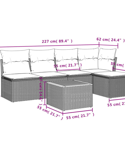Încărcați imaginea în vizualizatorul Galerie, Set canapele de grădină, 6 piese, cu perne, bej, poliratan
