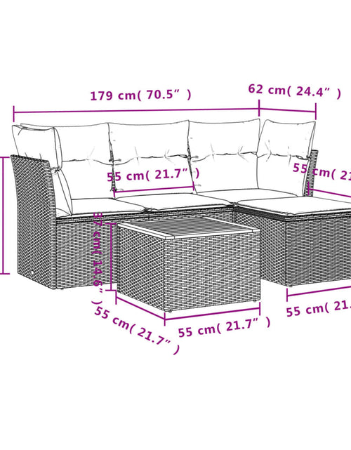 Încărcați imaginea în vizualizatorul Galerie, Set canapele de grădină, 5 piese, cu perne, bej, poliratan
