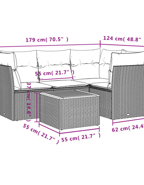 Încărcați imaginea în vizualizatorul Galerie, Set mobilier de grădină cu perne, 5 piese, negru, poliratan
