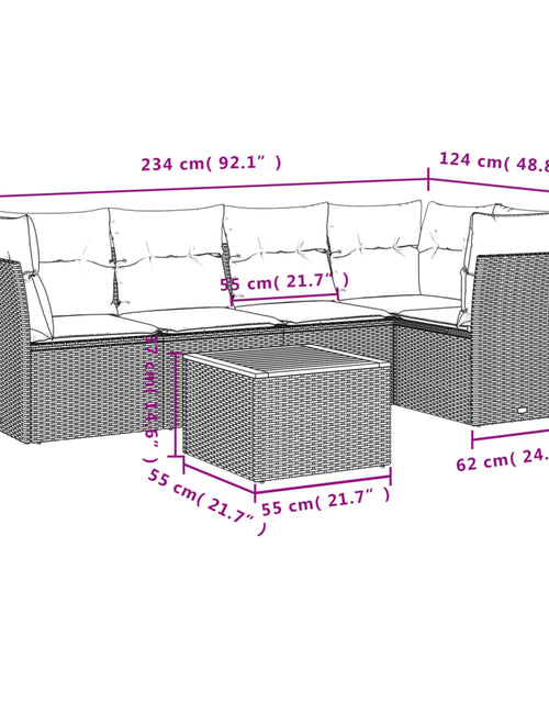 Загрузите изображение в средство просмотра галереи, Set mobilier grădină cu perne, 6 piese, gri, poliratan
