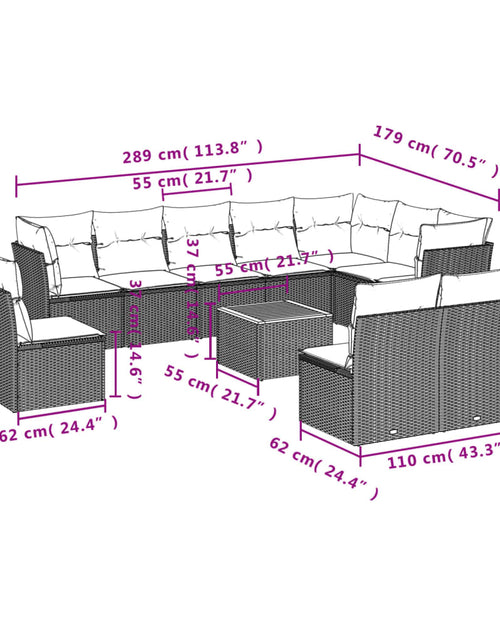 Încărcați imaginea în vizualizatorul Galerie, Set canapele de grădină, 11 piese, cu perne, bej, poliratan
