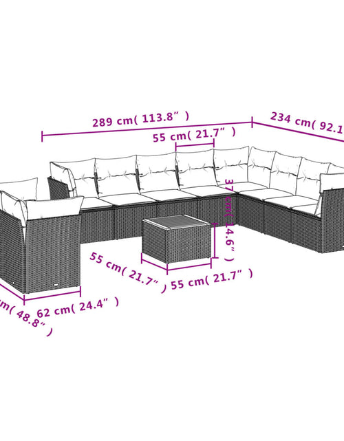 Загрузите изображение в средство просмотра галереи, Set canapele de grădină cu perne, 11 piese, bej, poliratan
