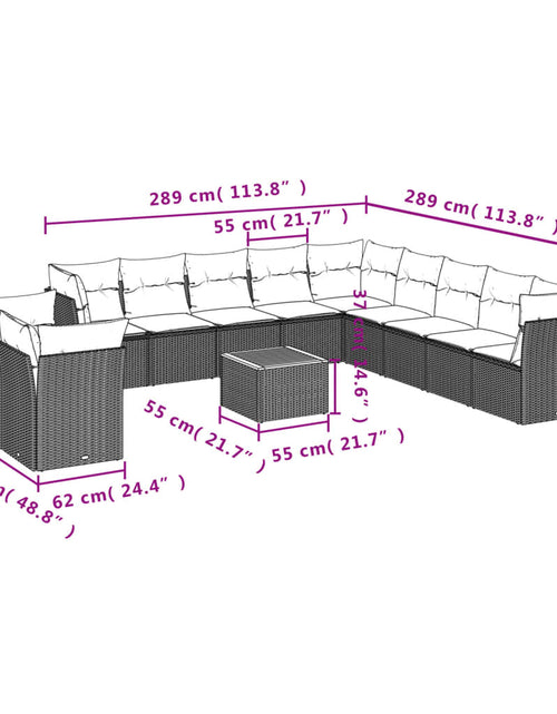 Încărcați imaginea în vizualizatorul Galerie, Set canapele de grădină, 12 piese, cu perne, bej, poliratan
