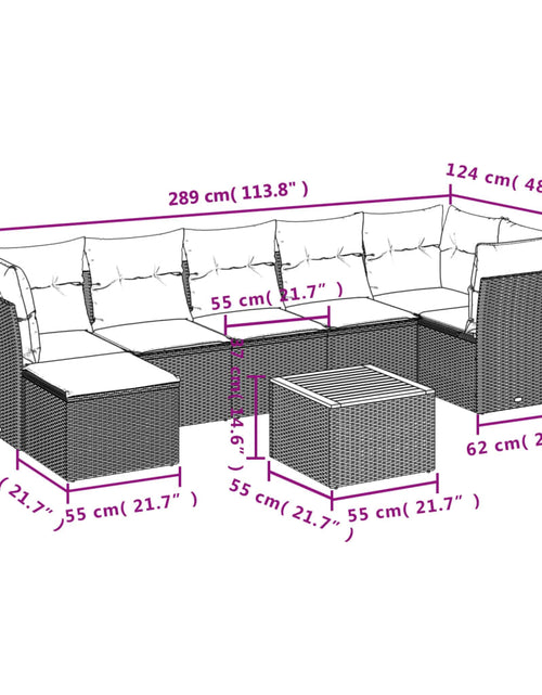 Încărcați imaginea în vizualizatorul Galerie, Set mobilier de grădină cu perne, 8 piese, negru, poliratan
