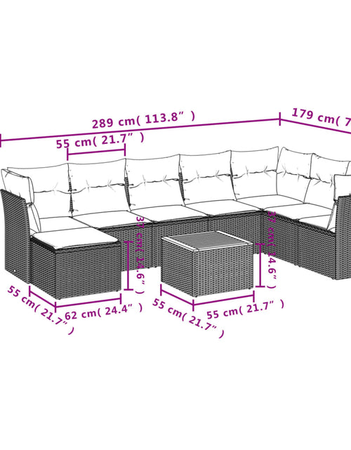 Загрузите изображение в средство просмотра галереи, Set mobilier de grădină cu perne, 9 piese, negru, poliratan
