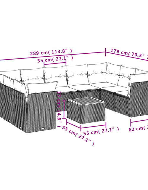Загрузите изображение в средство просмотра галереи, Set canapele de grădină cu perne, 10 piese, bej, poliratan
