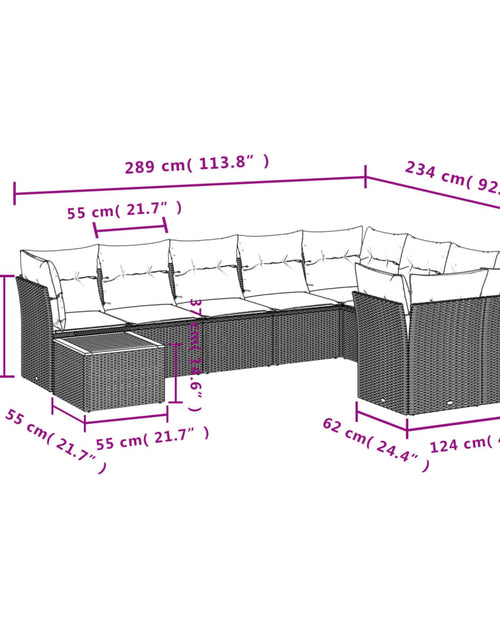 Încărcați imaginea în vizualizatorul Galerie, Set mobilier de grădină cu perne, 10 piese, gri, poliratan
