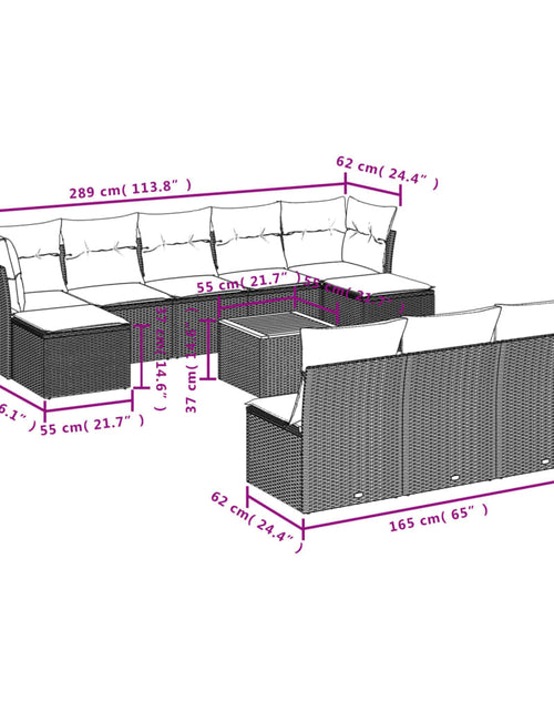 Загрузите изображение в средство просмотра галереи, Set canapele de grădină, 11 piese, cu perne, bej, poliratan
