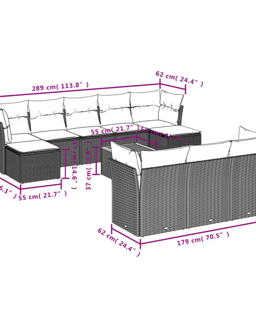 Загрузите изображение в средство просмотра галереи, Set canapele de grădină cu perne, 11 piese, bej, poliratan
