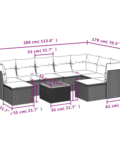 Încărcați imaginea în vizualizatorul Galerie, Set mobilier de grădină cu perne, 10 piese, gri, poliratan
