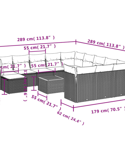 Загрузите изображение в средство просмотра галереи, Set canapele de grădină, 13 piese, cu perne, bej, poliratan
