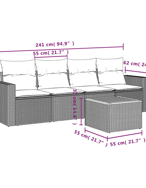 Загрузите изображение в средство просмотра галереи, Set canapele de grădină cu perne, 5 piese, bej, poliratan
