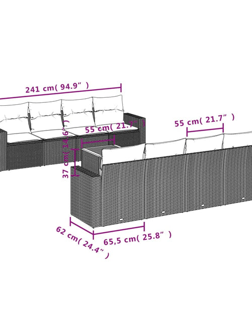 Загрузите изображение в средство просмотра галереи, Set canapele de grădină, 9 piese, cu perne, bej, poliratan
