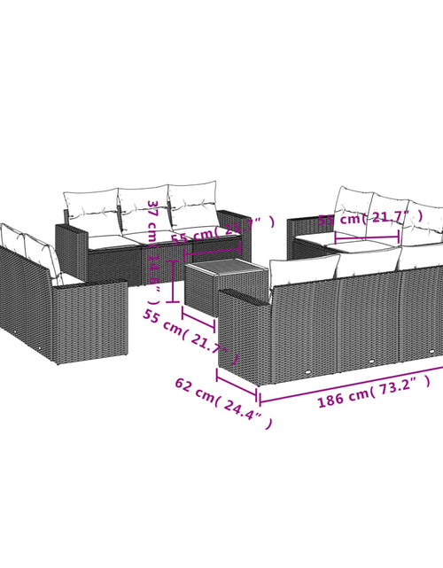 Загрузите изображение в средство просмотра галереи, Set canapele de grădină, 13 piese, cu perne, bej, poliratan
