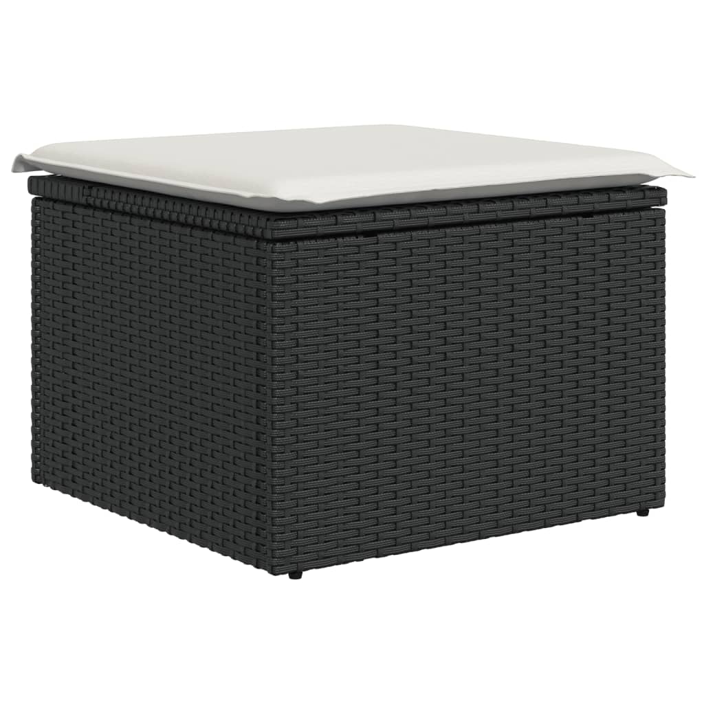 Set mobilier de grădină cu perne, 8 piese, negru, poliratan