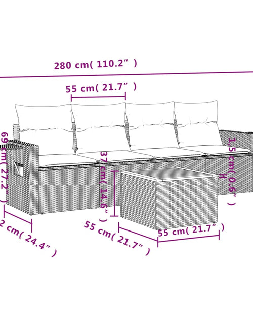 Загрузите изображение в средство просмотра галереи, Set canapele de grădină cu perne, 5 piese, bej, poliratan
