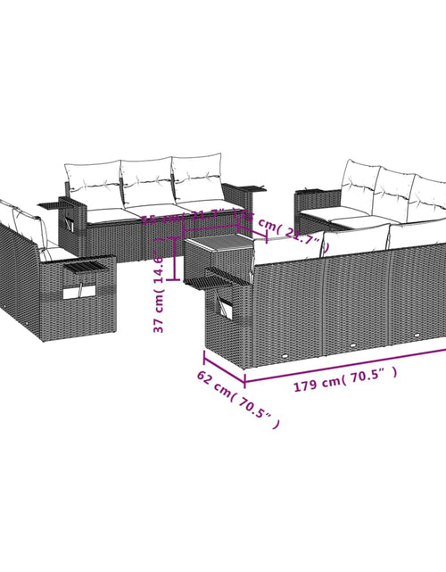 Загрузите изображение в средство просмотра галереи, Set canapele de grădină, 13 piese, cu perne, bej, poliratan
