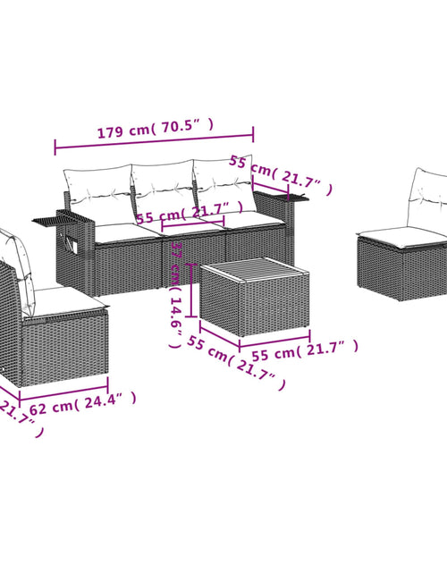 Загрузите изображение в средство просмотра галереи, Set canapele de grădină cu perne, 6 piese, bej, poliratan
