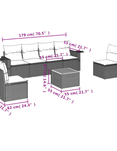 Загрузите изображение в средство просмотра галереи, Set canapele de grădină, 7 piese, cu perne, bej, poliratan

