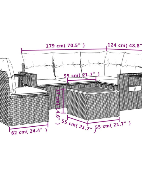 Încărcați imaginea în vizualizatorul Galerie, Set canapele de grădină, 6 piese, cu perne, bej, poliratan

