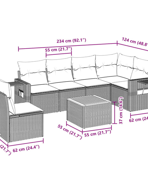 Загрузите изображение в средство просмотра галереи, Set canapele de grădină, 7 piese, cu perne, bej, poliratan
