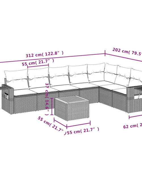 Încărcați imaginea în vizualizatorul Galerie, Set canapele de grădină, 8 piese, cu perne, bej, poliratan
