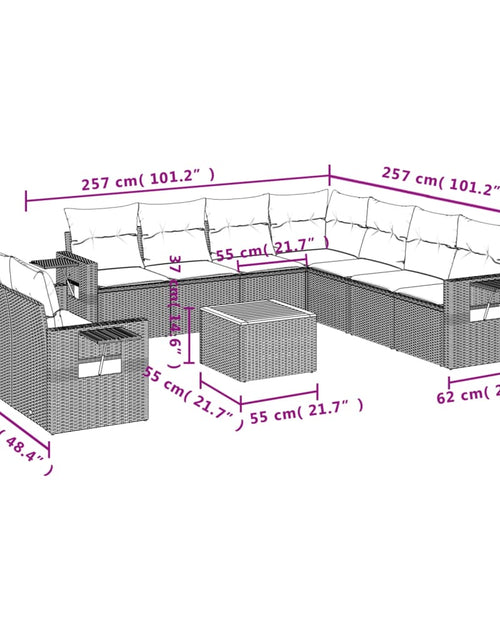 Загрузите изображение в средство просмотра галереи, Set canapele de grădină cu perne, 10 piese, bej, poliratan
