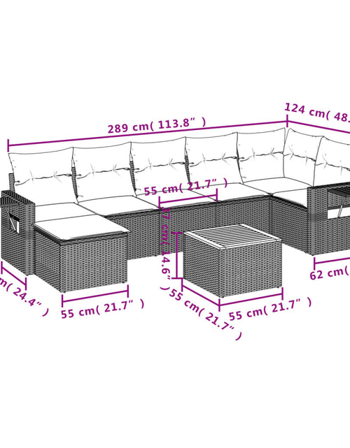 Загрузите изображение в средство просмотра галереи, Set mobilier de grădină cu perne, 8 piese, negru, poliratan
