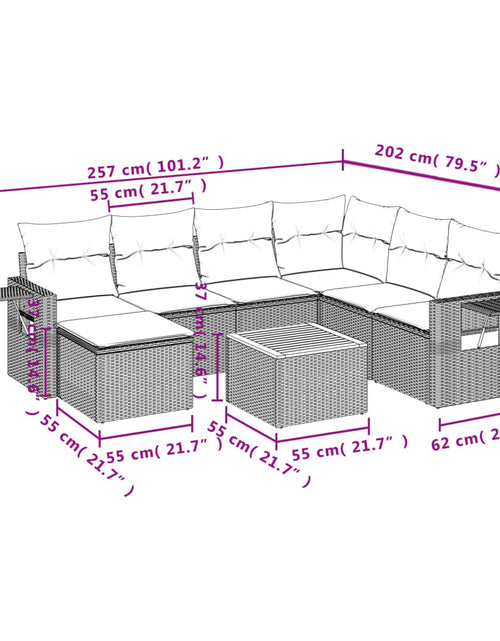 Încărcați imaginea în vizualizatorul Galerie, Set mobilier de grădină cu perne, 8 piese, negru, poliratan
