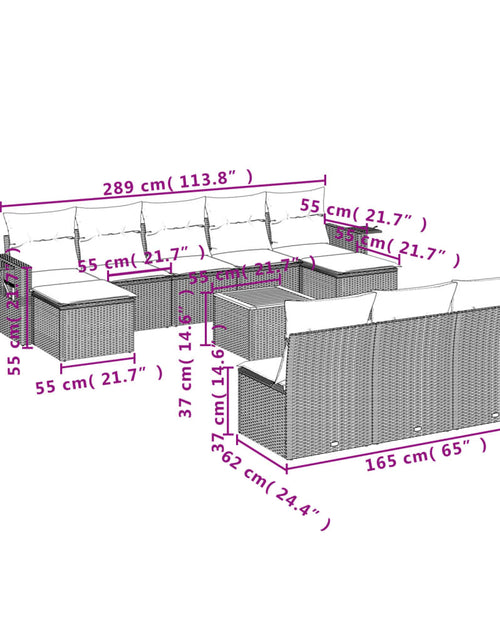 Încărcați imaginea în vizualizatorul Galerie, Set canapele de grădină, 11 piese, cu perne, bej, poliratan
