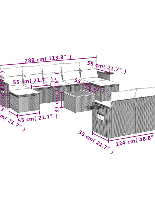Загрузите изображение в средство просмотра галереи, Set canapele de grădină cu perne, 10 piese, bej, poliratan
