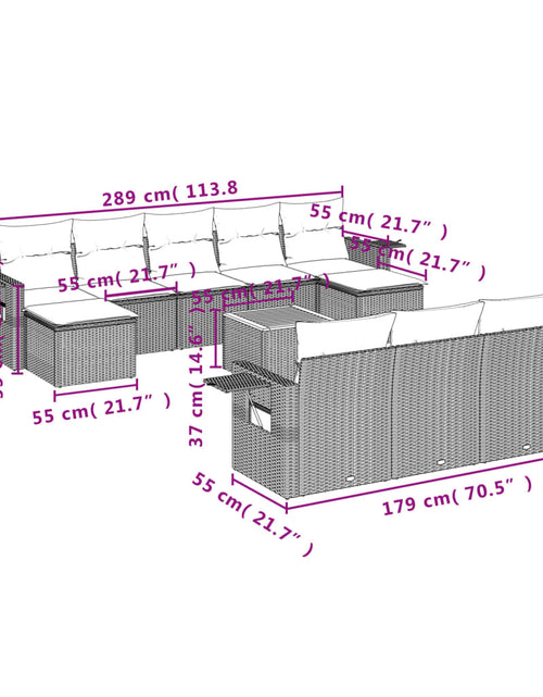 Încărcați imaginea în vizualizatorul Galerie, Set canapele de grădină, 11 piese, cu perne, bej, poliratan

