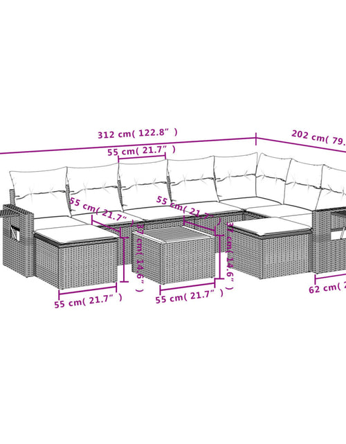 Загрузите изображение в средство просмотра галереи, Set canapele de grădină cu perne, 10 piese, bej, poliratan
