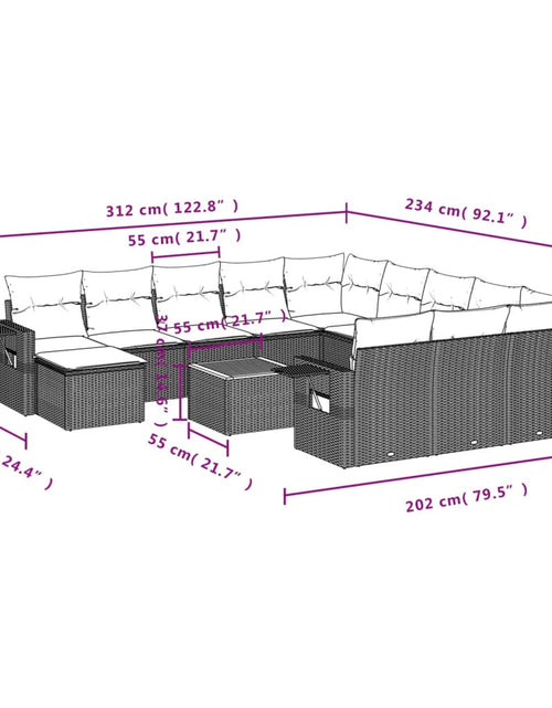 Загрузите изображение в средство просмотра галереи, Set canapele de grădină, 13 piese, cu perne, bej, poliratan
