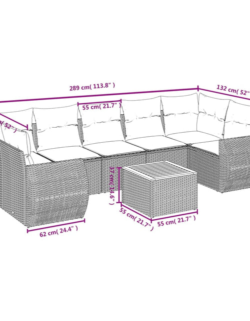 Încărcați imaginea în vizualizatorul Galerie, Set mobilier de grădină cu perne, 8 piese, negru, poliratan
