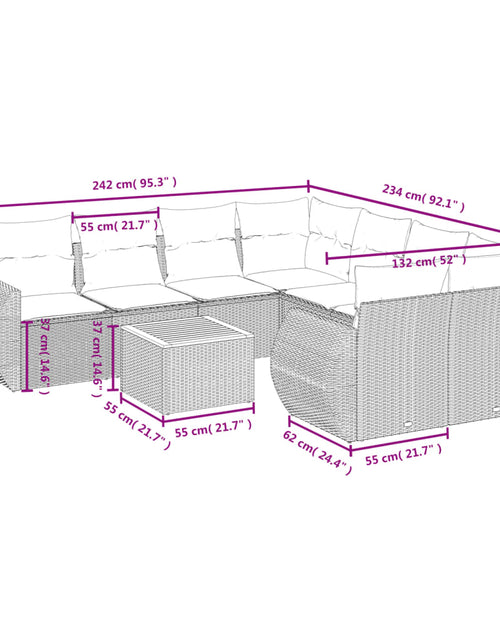 Загрузите изображение в средство просмотра галереи, Set canapele de grădină, 9 piese, cu perne, bej, poliratan
