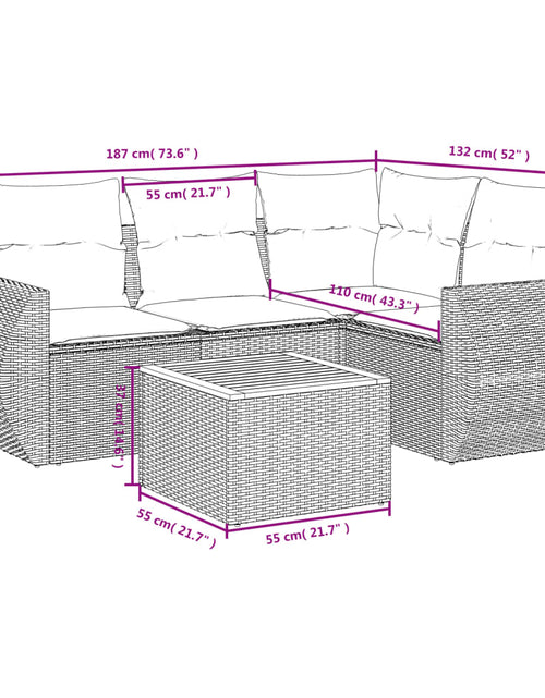 Загрузите изображение в средство просмотра галереи, Set mobilier de grădină cu perne, 5 piese, negru, poliratan - Lando
