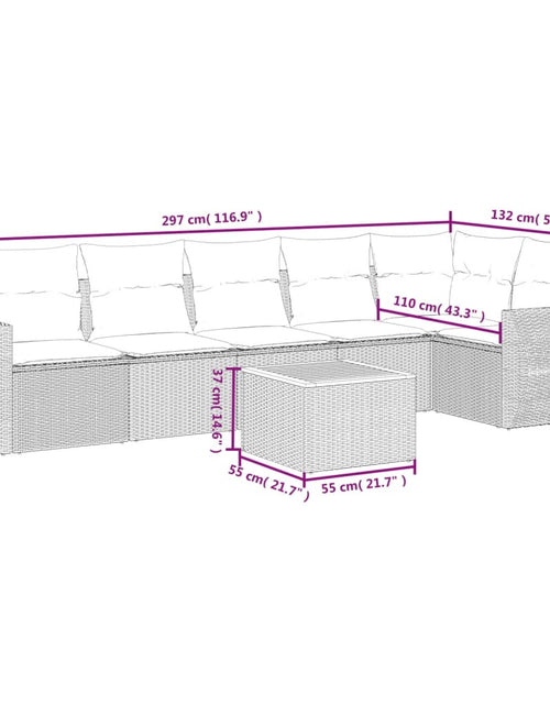 Загрузите изображение в средство просмотра галереи, Set canapele de grădină, 7 piese, cu perne, bej, poliratan
