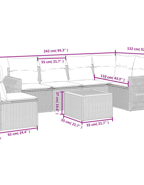 Загрузите изображение в средство просмотра галереи, Set canapele de grădină, 7 piese, cu perne, bej, poliratan
