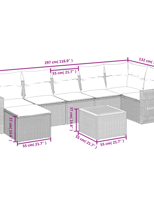 Загрузите изображение в средство просмотра галереи, Set canapele de grădină, 8 piese, cu perne, bej, poliratan
