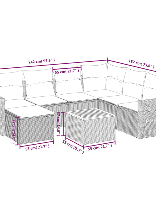 Încărcați imaginea în vizualizatorul Galerie, Set canapele de grădină, 8 piese, cu perne, bej, poliratan
