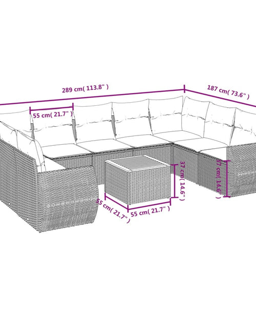 Загрузите изображение в средство просмотра галереи, Set canapele de grădină cu perne, 10 piese, bej, poliratan
