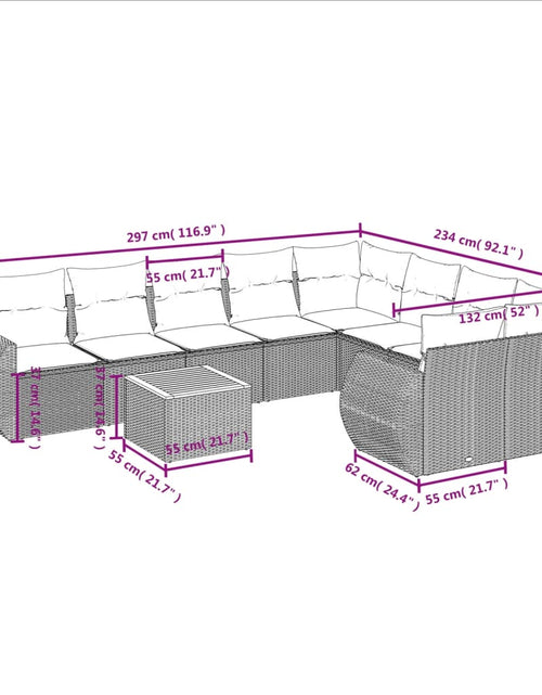 Загрузите изображение в средство просмотра галереи, Set canapele de grădină cu perne, 10 piese, bej, poliratan

