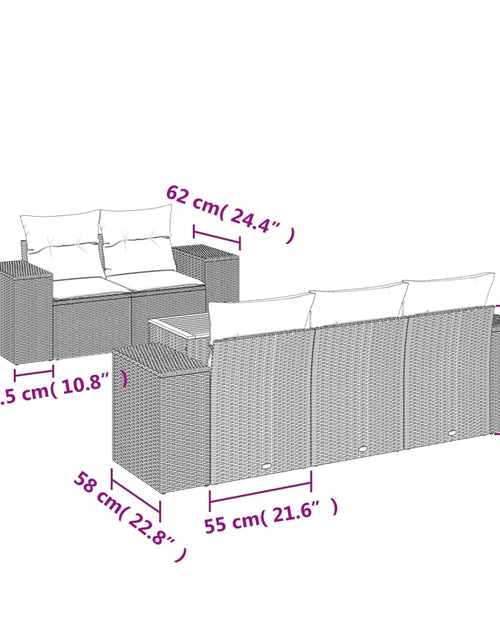 Загрузите изображение в средство просмотра галереи, Set canapele de grădină cu perne, 6 piese, bej, poliratan

