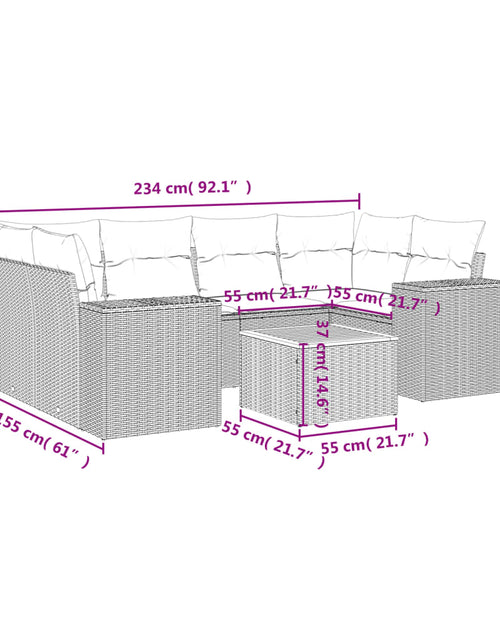 Încărcați imaginea în vizualizatorul Galerie, Set canapele de grădină, 7 piese, cu perne, bej, poliratan
