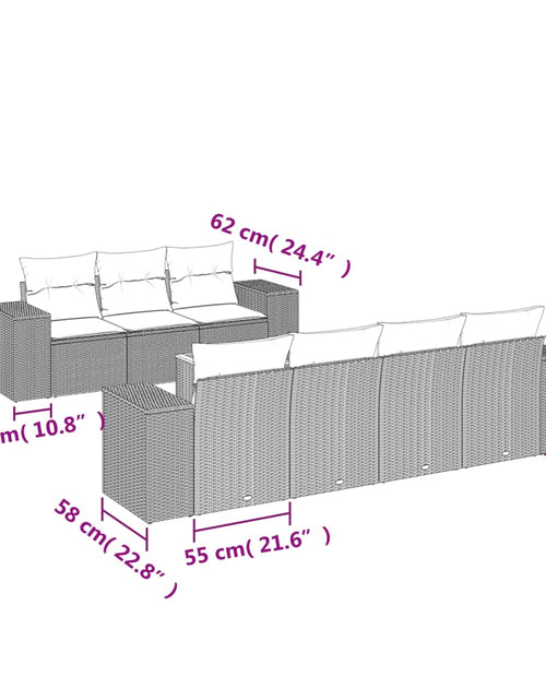Încărcați imaginea în vizualizatorul Galerie, Set canapele de grădină, 8 piese, cu perne, bej, poliratan
